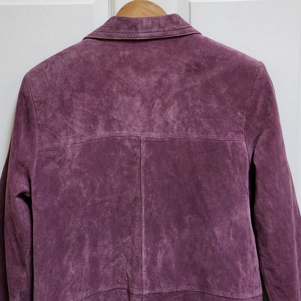 Jessica Holbrook Purple Suede Leather Button Jacket Blazer Women S Lined Pockets - Picture 4 of 8